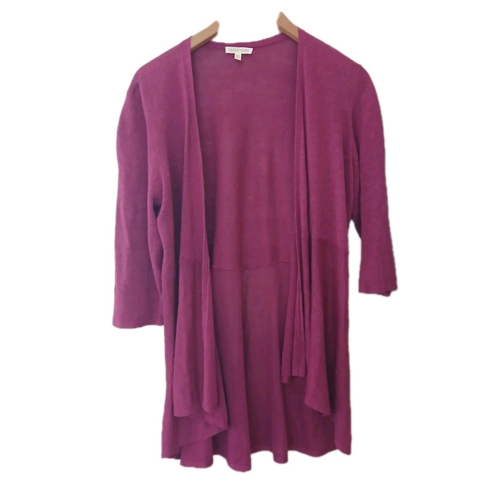 Eileen Fisher Linen Open Cardigan Sweater Size Medium Pink Drapey Lagenlook